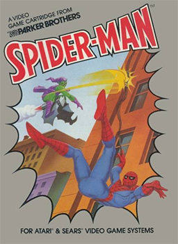 Poster do jogo 'Spider-Man (1982)' com o Homem-Aranha enfretando o Duende Verde